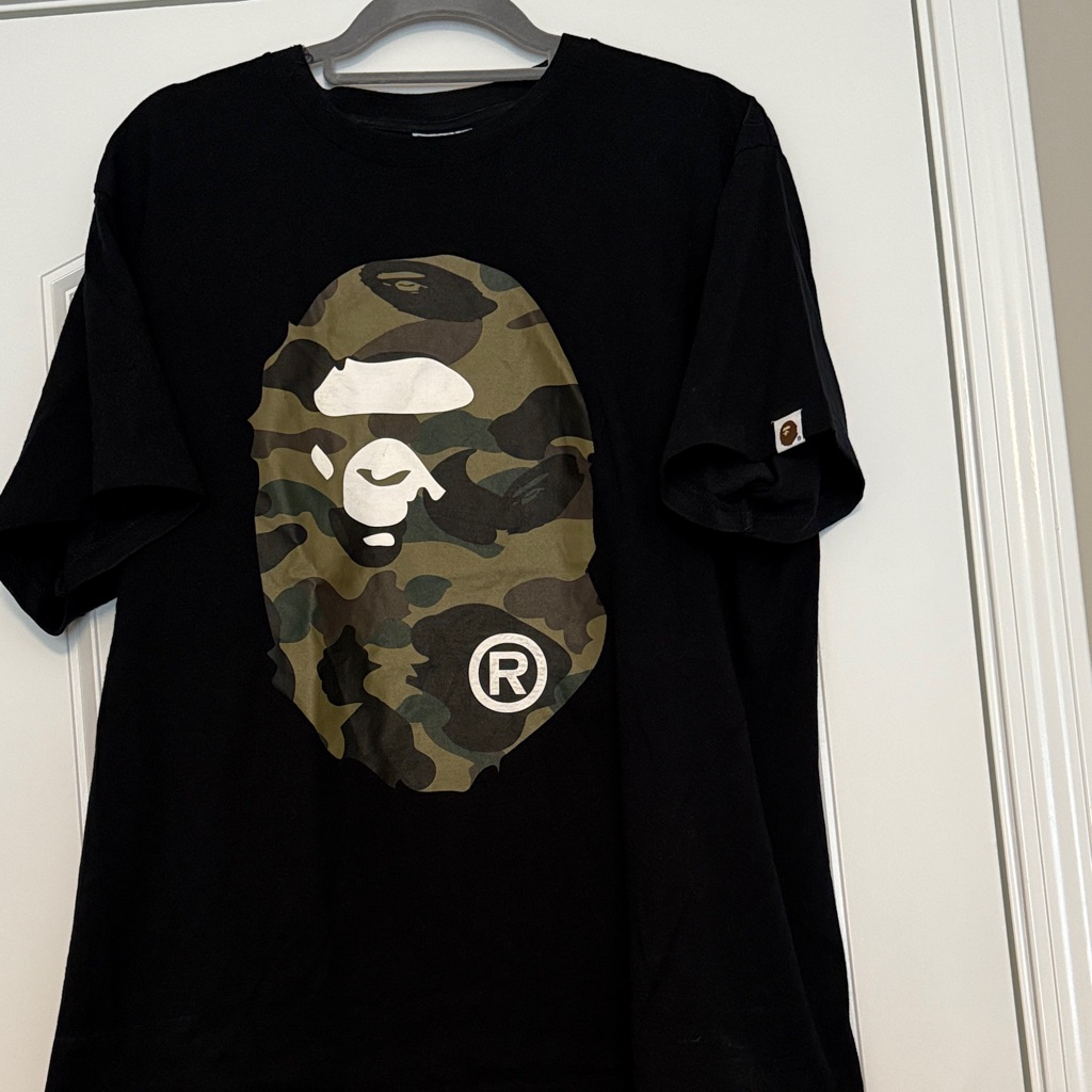 Bape 1st Camo Big Ape Head Tee Black Yellow